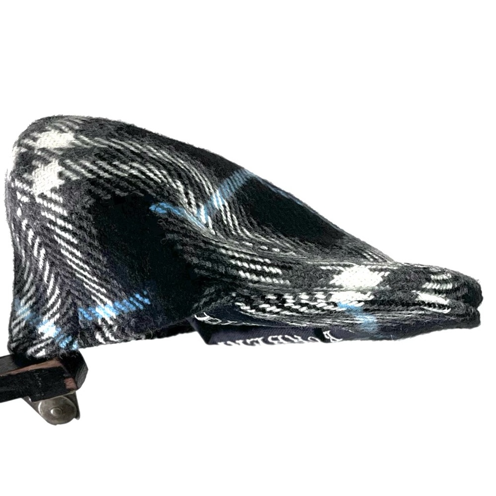 Burberry Nova Check Wool Driving Cap Navy Blue Plaid Made in England Classic - Picture 3 of 3